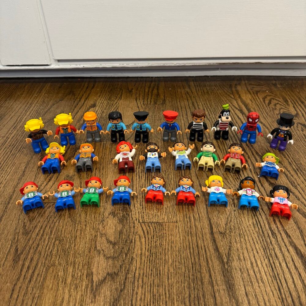 Lego Duplo Bulk Lot of People Characters 27 Pieces Goofy Spiderman Adults Kids